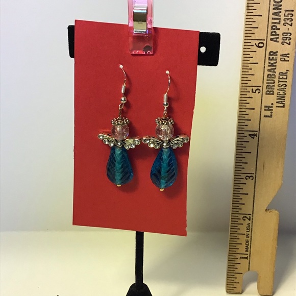 Angel Earrings- Aquamarine - Picture 2 of 2